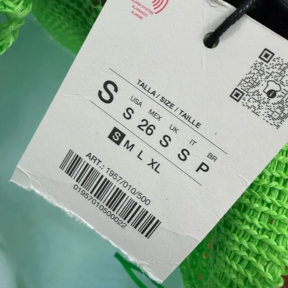 Zara Bright Lime Green Crochet Button-Up Cardigan
